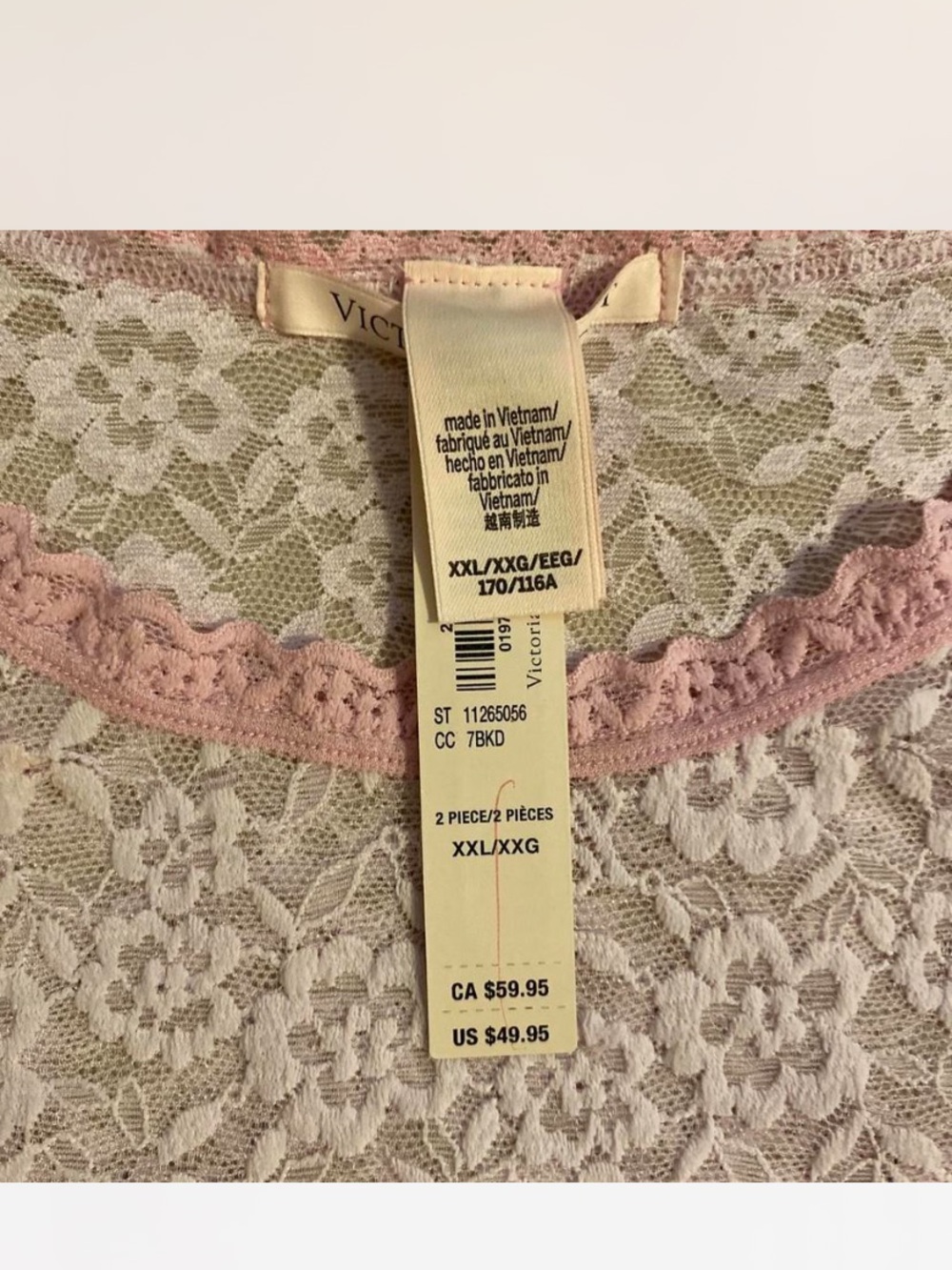 Victoria's Secret Lace Chemise Short Sleeve Top in Blush Pink Sz XXL